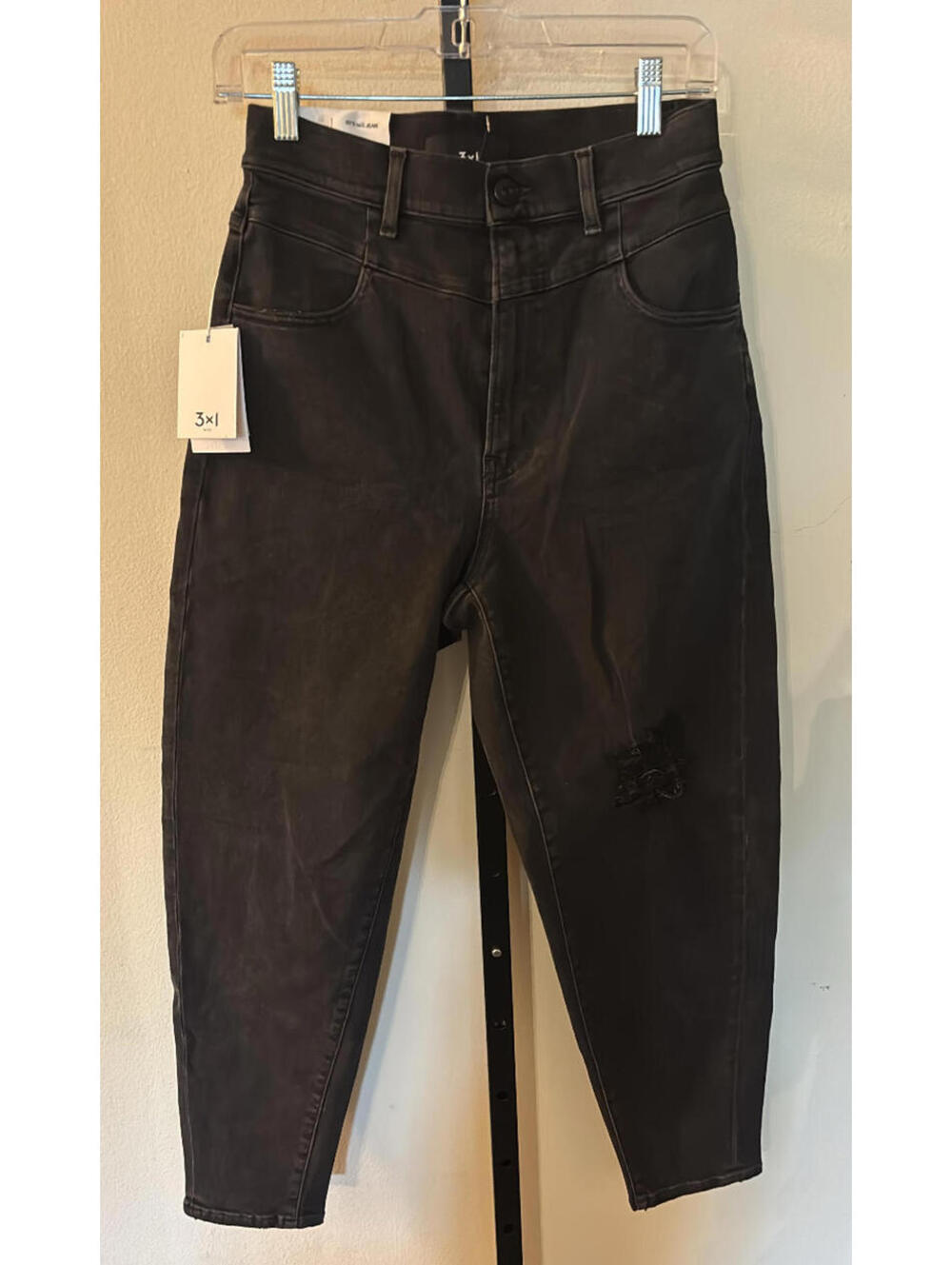 3X1 80's Nic Super High Rise Jeans in Black Rip, $345 NWT, Size 25, #73